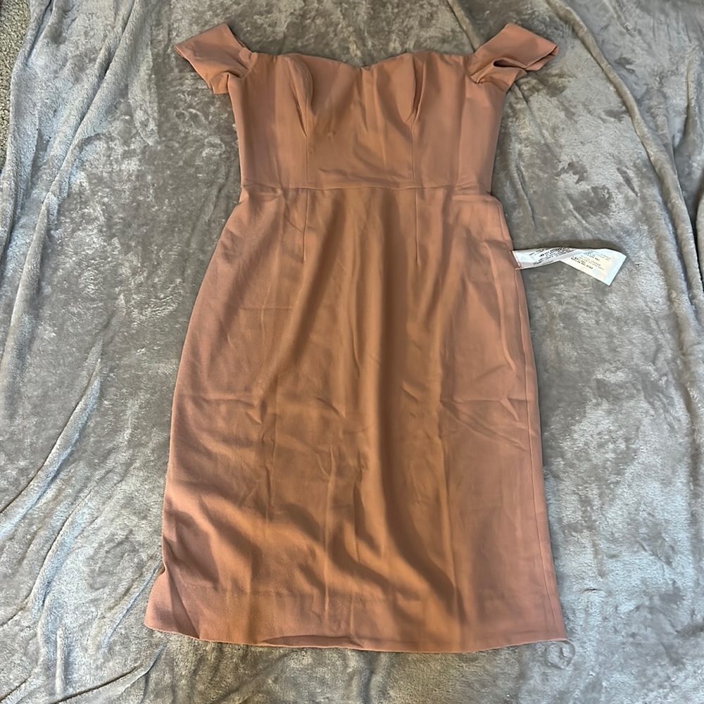 NWT dress the population Bailey body con midi dress in blush